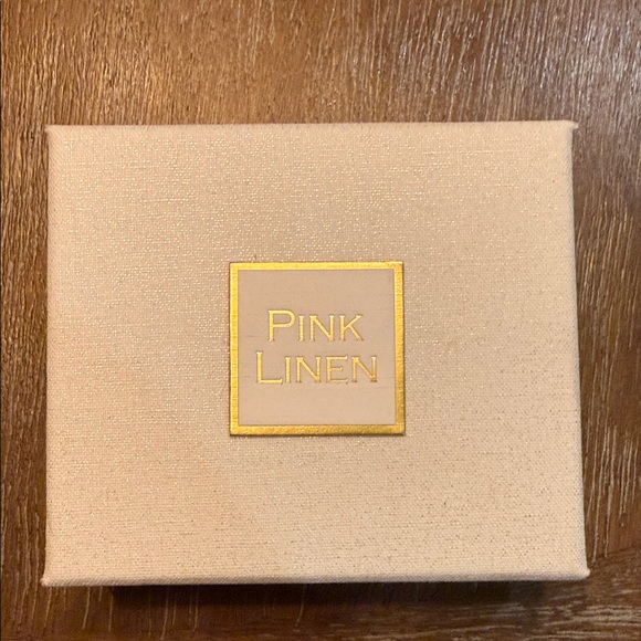 Pink Linen Gold Star Earrings - Picture 2 of 4